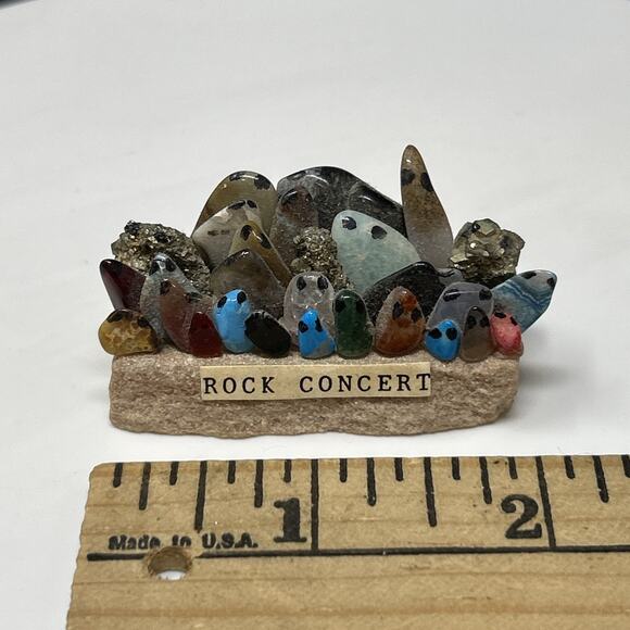 Mini Rock Concert Pebble Stone Art Fun Unique Handcrafted Sculpture - Picture 1 of 6